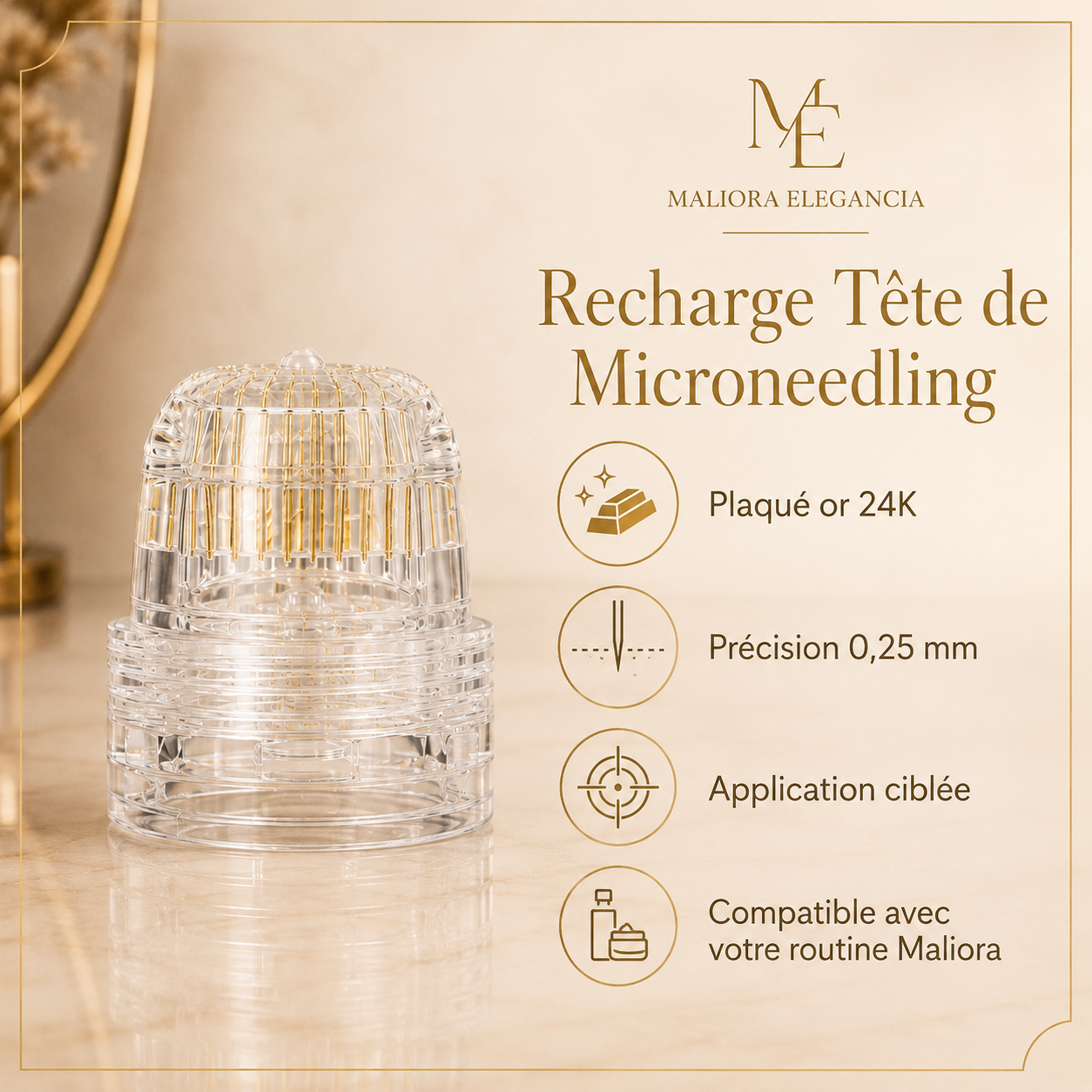 Têtes Microneedling 24K Or -  0,25 mm